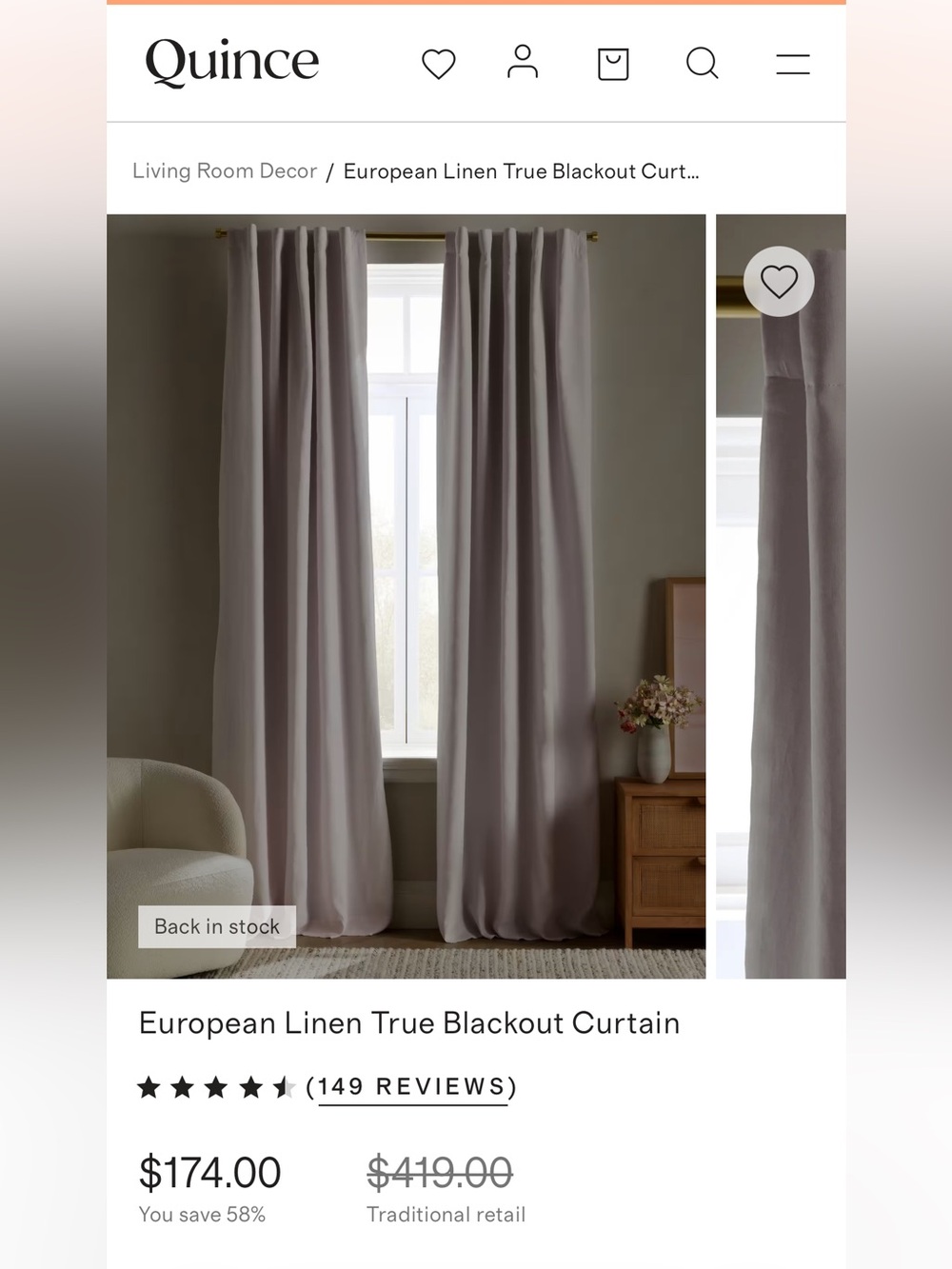 Quince European Linen Blackout Curtain - vintage blush